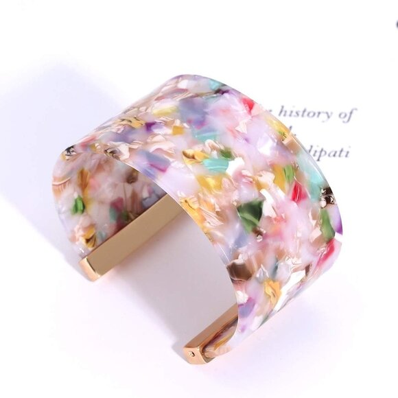 Cuff Bracelet for Women Acrylic Resin Bracelets Statement Bangle Bracelet Adjust - Picture 7 of 7